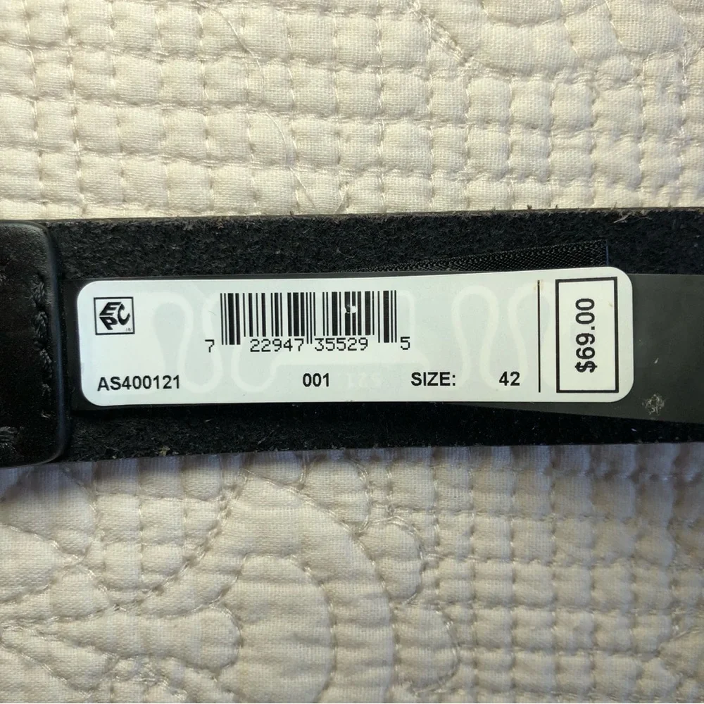 ALL SAINTS NWT Men’s Black 35 mm Flat Strap Square Buckle Leather Belt Size 42
